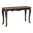 Pemberly Row 53 Inch Console Table Marble Top Cherry Brown Wood Cabriole