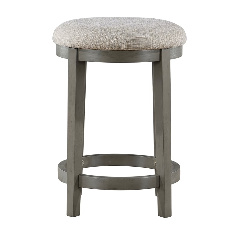 Pemberly Row Counter Height Stool Set of 2 Round Polyester Seat Gray Wood