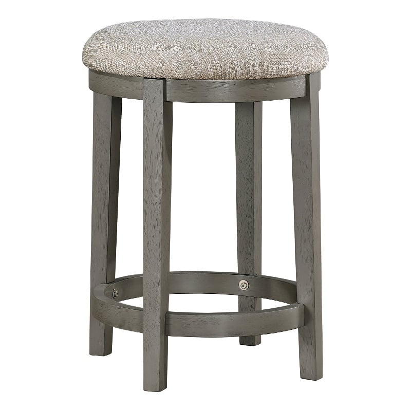 Pemberly Row Counter Height Stool Set of 2 Round Polyester Seat Gray Wood