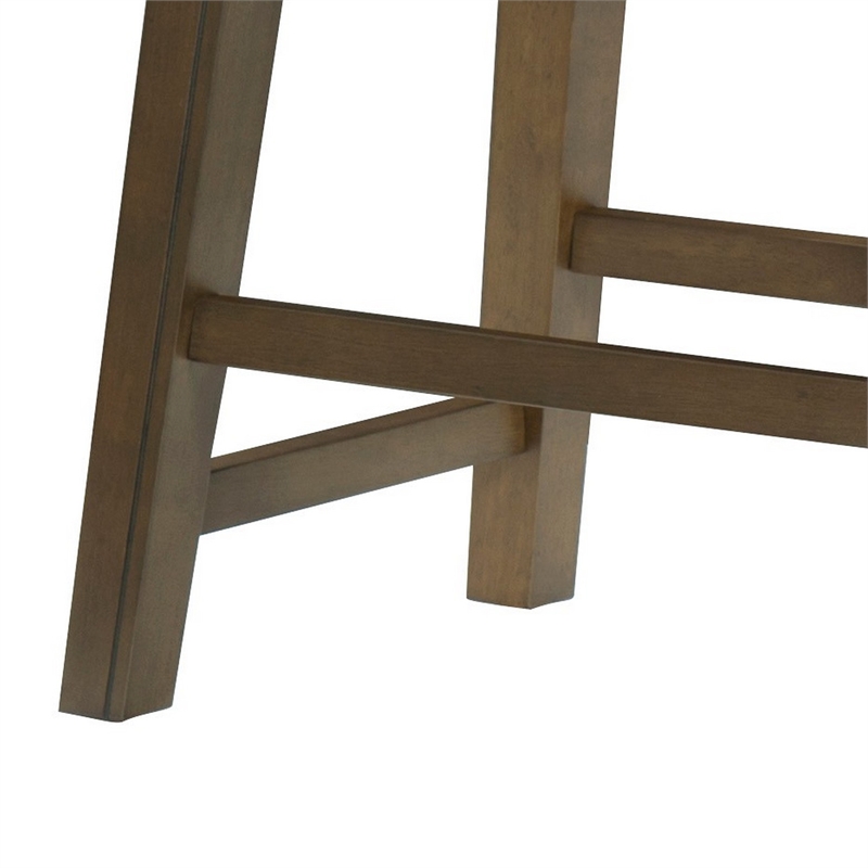 Pemberly Row 20 Inch Dining Stool in Black Faux Leather Brown Solid Wood