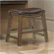 Pemberly Row 20 Inch Dining Stool in Brown Faux Leather Brown Solid Wood