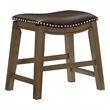 Pemberly Row 20 Inch Dining Stool in Brown Faux Leather Brown Solid Wood