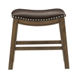 Pemberly Row 20 Inch Dining Stool in Brown Faux Leather Brown Solid Wood