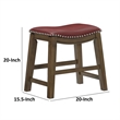 Pemberly Row 20 Inch Dining Stool in Red Faux Leather Brown Solid Wood