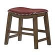 Pemberly Row 20 Inch Dining Stool in Red Faux Leather Brown Solid Wood