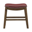 Pemberly Row 20 Inch Dining Stool in Red Faux Leather Brown Solid Wood