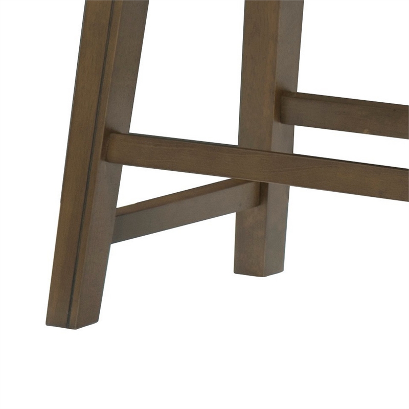 Pemberly Row 20 Inch Dining Stool in Red Faux Leather Brown Solid Wood