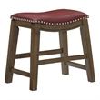 Pemberly Row 20 Inch Dining Stool in Red Faux Leather Brown Solid Wood