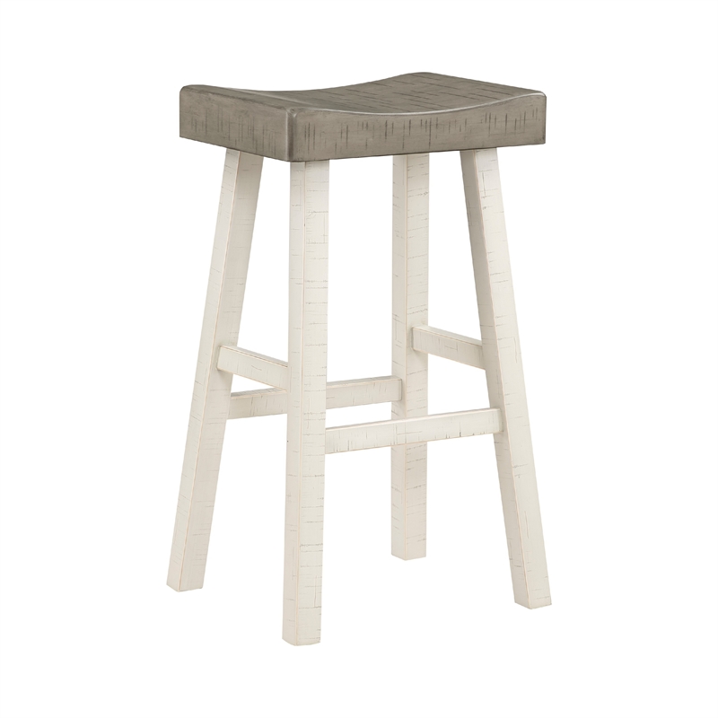 Pemberly Row 4 Piece Bar Height Table Set 3 Contour Stools White Brown Wood