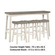 Pemberly Row 4 Piece Bar Height Table Set 3 Contour Stools White Brown Wood