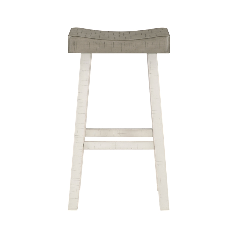 Pemberly Row 4 Piece Bar Height Table Set 3 Contour Stools White Brown Wood