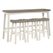 Pemberly Row 4 Piece Bar Height Table Set 3 Contour Stools White Brown Wood