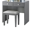 Pemberly Row Makeup Vanity and Stool Set 10 Lights USB Power Outlet in Gray