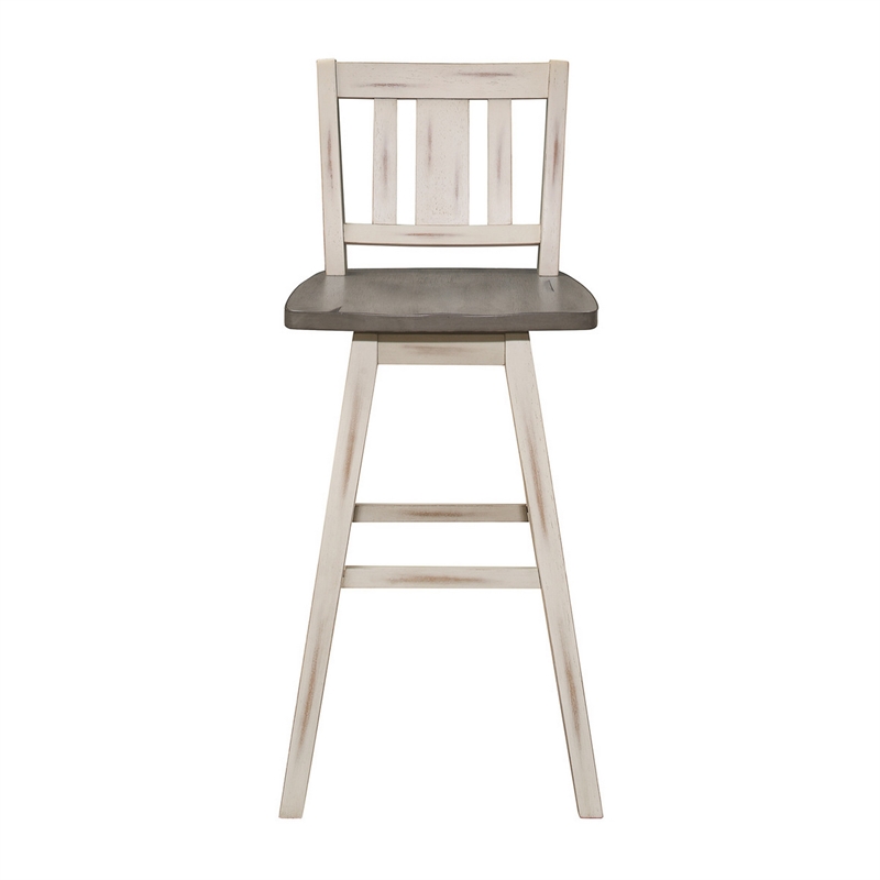 Pemberly Row 29 Inch Bar Height Swivel Chair Set of 2 Vertical Slat Back