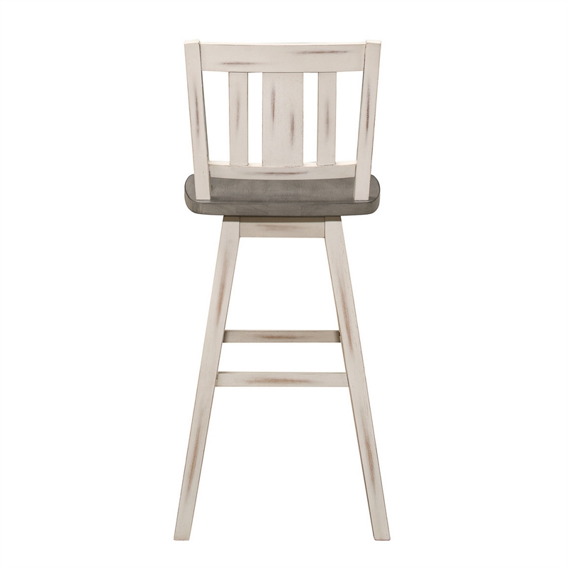 Pemberly Row 29 Inch Bar Height Swivel Chair Set of 2 Vertical Slat Back