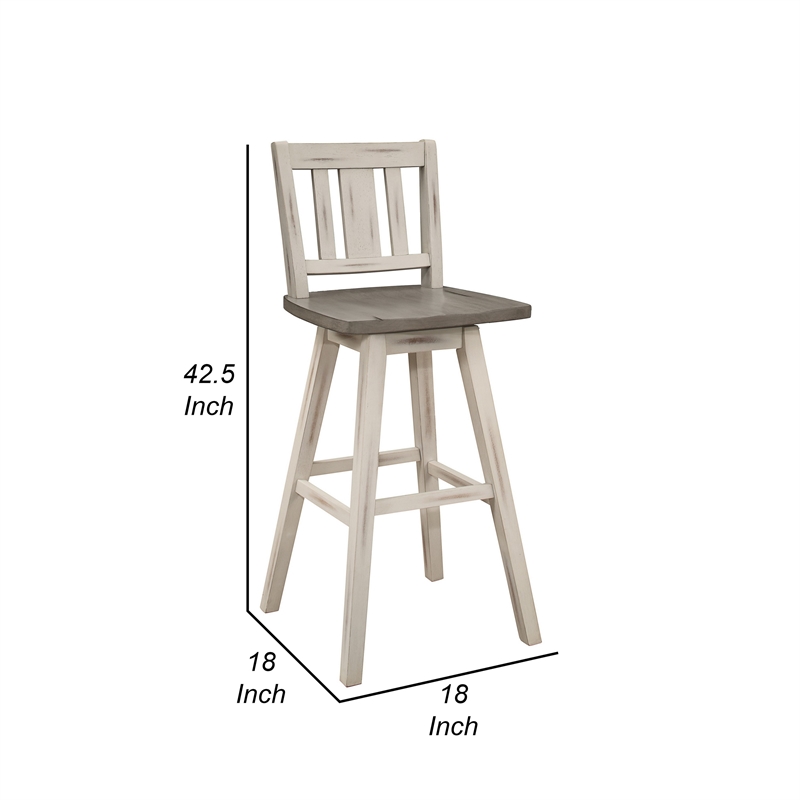 Pemberly Row 29 Inch Bar Height Swivel Chair Set of 2 Vertical Slat Back