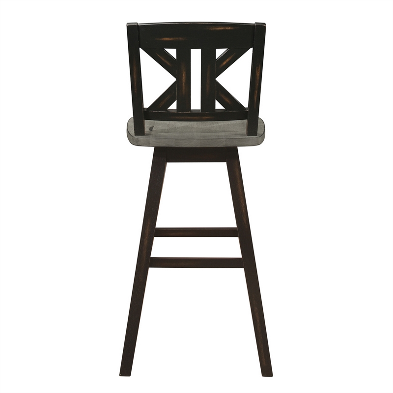 Pemberly Row 29 Inch Bar Height Swivel Chair Set of 2 with X Back Design
