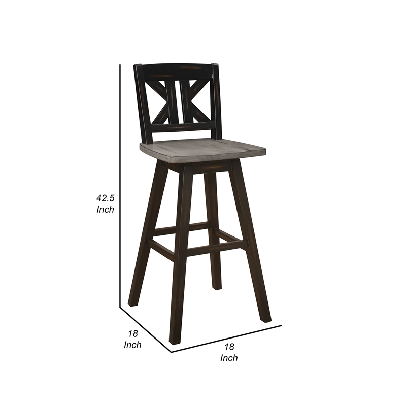 Pemberly Row 29 Inch Bar Height Swivel Chair Set of 2 with X Back Design