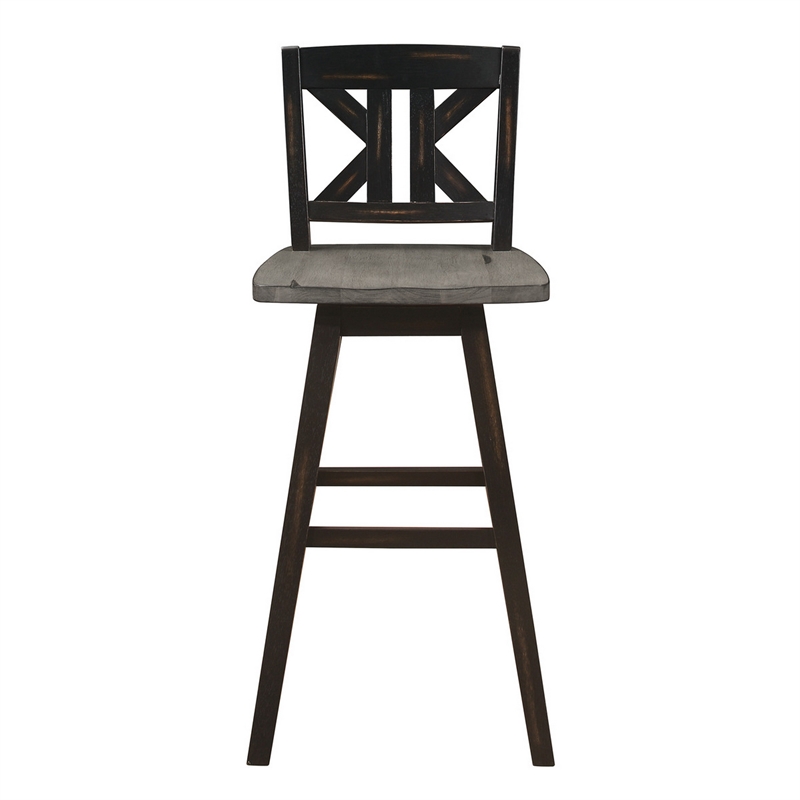 Pemberly Row 29 Inch Bar Height Swivel Chair Set of 2 with X Back Design