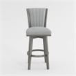 Pemberly Row Set of 2 Swivel Counter Stool Chairs Gray Channel Tufted Velvet
