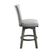 Pemberly Row Set of 2 Swivel Counter Stool Chairs Gray Channel Tufted Velvet