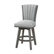 Pemberly Row Set of 2 Swivel Counter Stool Chairs Gray Channel Tufted Velvet
