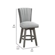 Pemberly Row Set of 2 Swivel Counter Stool Chairs Gray Channel Tufted Velvet