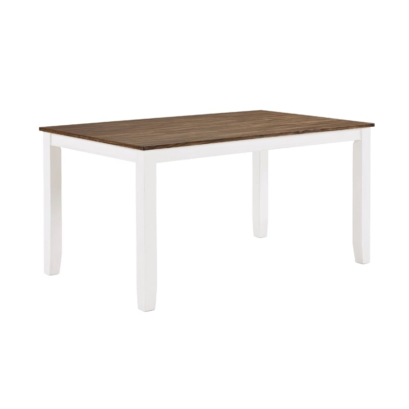 Pemberly Row 7 Piece Dinette Set Table and 6 Dining Chairs White Brown Wood