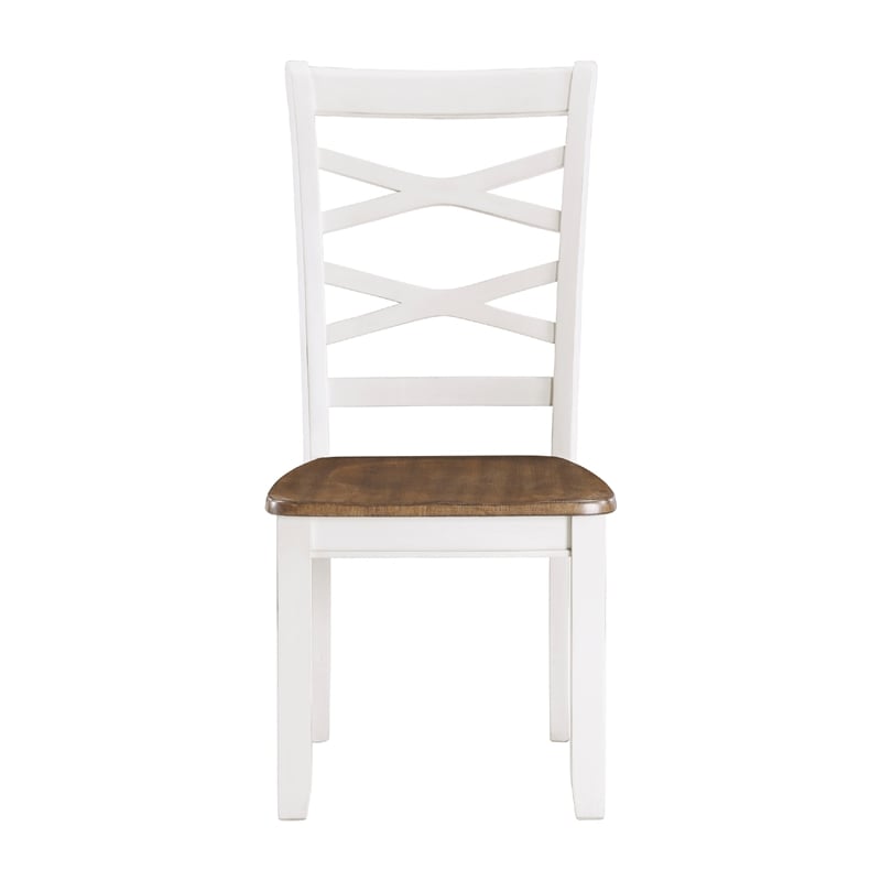 Pemberly Row 7 Piece Dinette Set Table and 6 Dining Chairs White Brown Wood