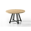 Pemberly Row Dining Table Set with 4 Chairs Solid Wood Round Top Black Metal
