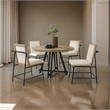 Pemberly Row Dining Table Set with 4 Chairs Solid Wood Round Top Black Metal