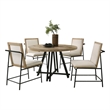 Pemberly Row Dining Table Set with 4 Chairs Solid Wood Round Top Black Metal