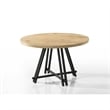 Pemberly Row Dining Table Set with 4 Chairs Solid Wood Round Top Black Metal
