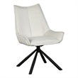 Pemberly Row Swivel Accent Side Chair in White Fabric Black Iron Frame