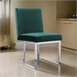 Pemberly Row 19 Inch Dining Chair Set of 2 Green Velvet Foam Chrome Steel Base