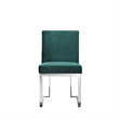 Pemberly Row 19 Inch Dining Chair Set of 2 Green Velvet Foam Chrome Steel Base