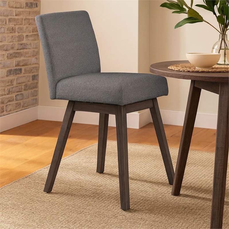Pemberly Row 25 Inch Swivel Counter Chair Set of 2 Gray Textured Upholstery