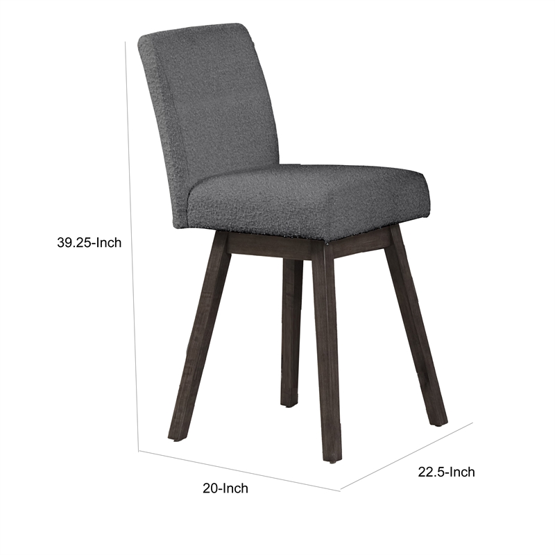 Pemberly Row 25 Inch Swivel Counter Chair Set of 2 Gray Textured Upholstery