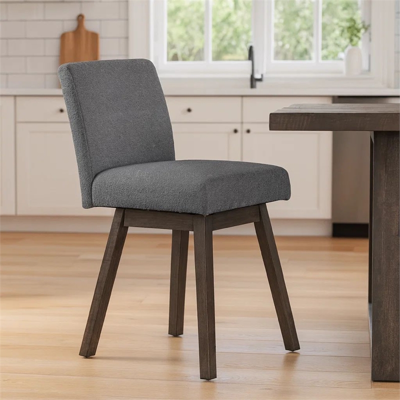Pemberly Row 25 Inch Swivel Counter Chair Set of 2 Gray Textured Upholstery