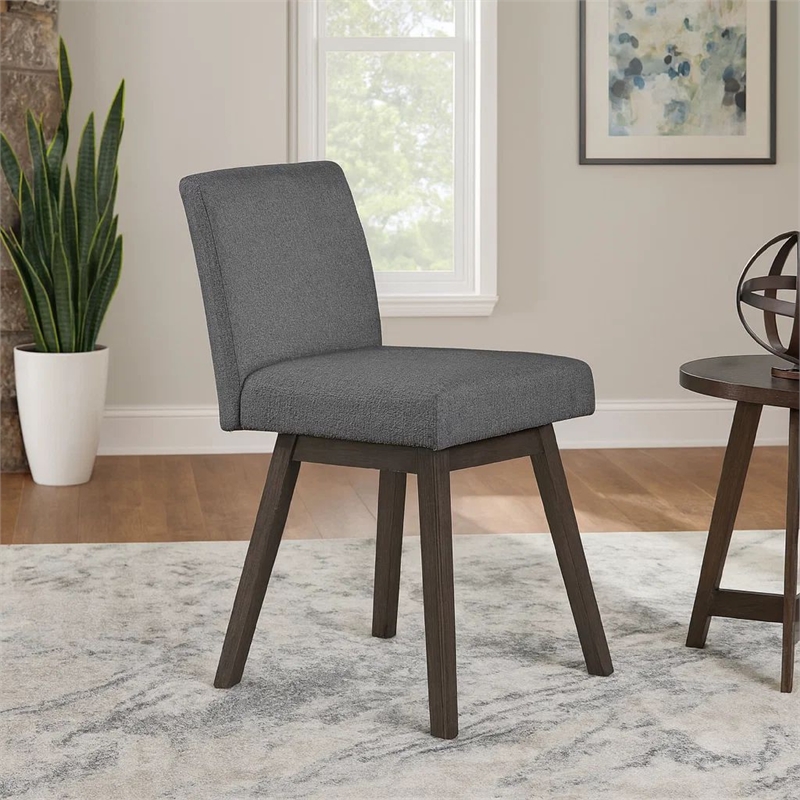 Pemberly Row 25 Inch Swivel Counter Chair Set of 2 Gray Textured Upholstery