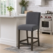 Pemberly Row Counter Height Chair Set of 2 in Gray Fabric Solid Acacia Wood