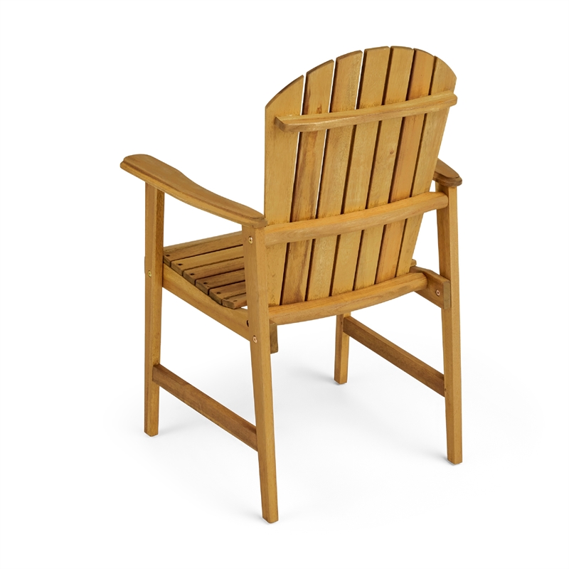 Pemberly Row Outdoor Dining Chair Set of 2 H Frame Adirondack Brown Acacia Wood