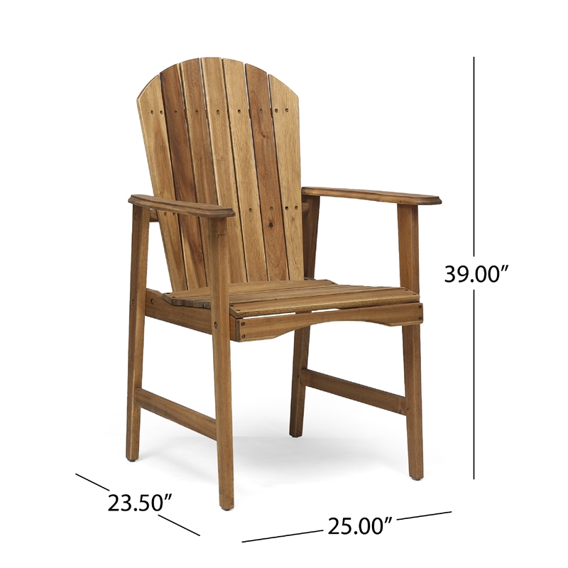 Pemberly Row Outdoor Dining Chair Set of 2 H Frame Adirondack Brown Acacia Wood