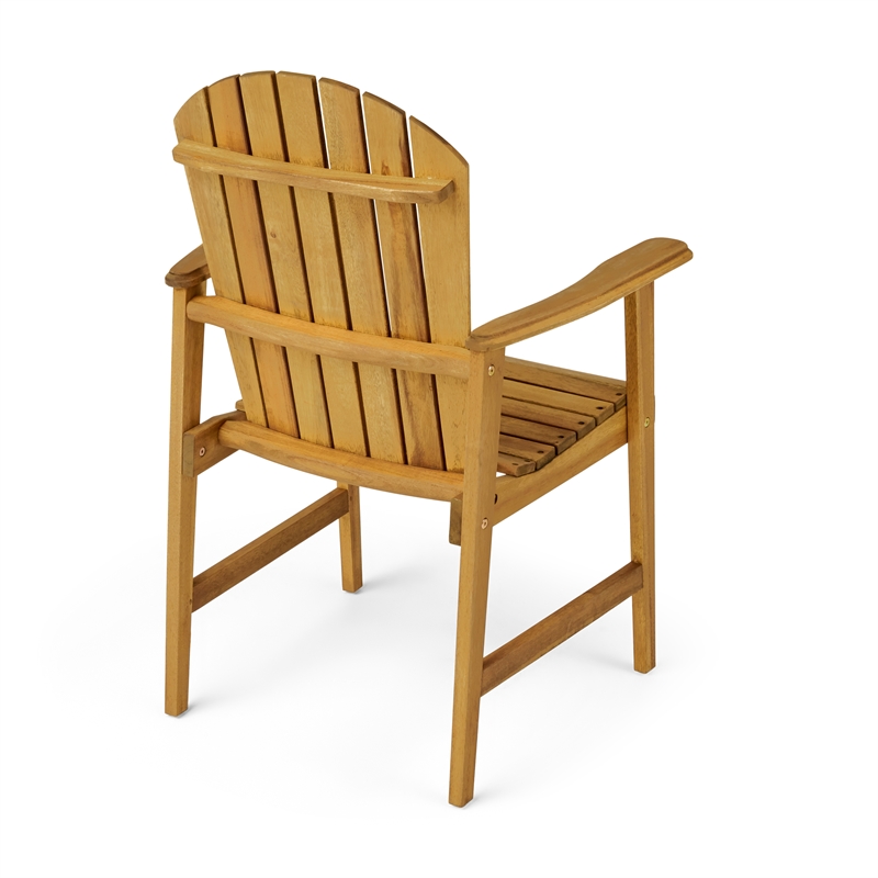 Pemberly Row Outdoor Dining Chair Set of 2 H Frame Adirondack Brown Acacia Wood