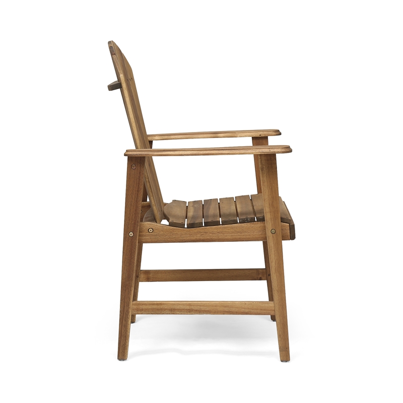 Pemberly Row Outdoor Dining Chair Set of 2 H Frame Adirondack Brown Acacia Wood