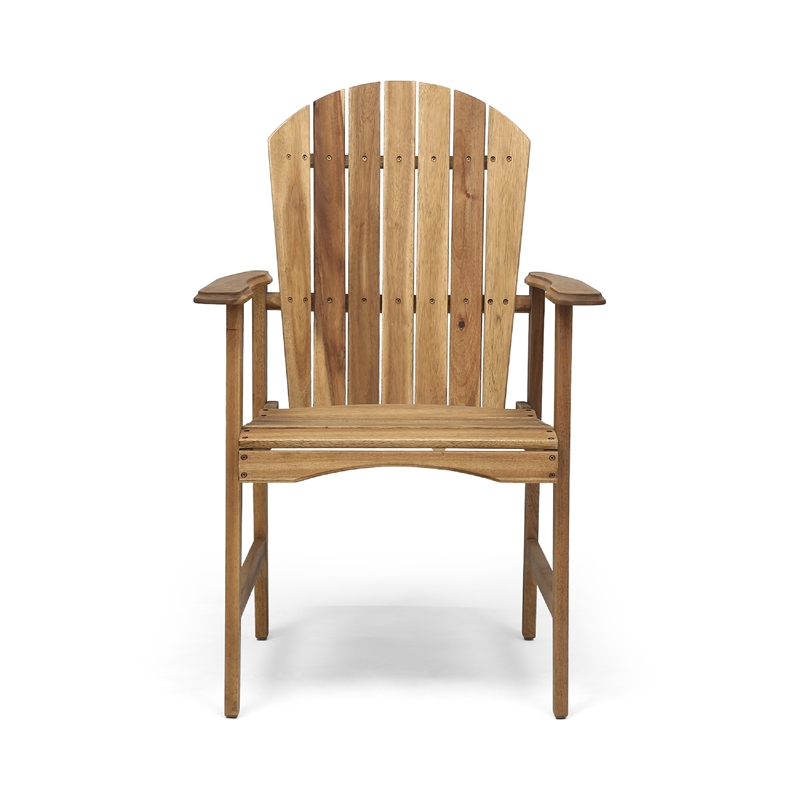 Pemberly Row Outdoor Dining Chair Set of 2 H Frame Adirondack Brown Acacia Wood