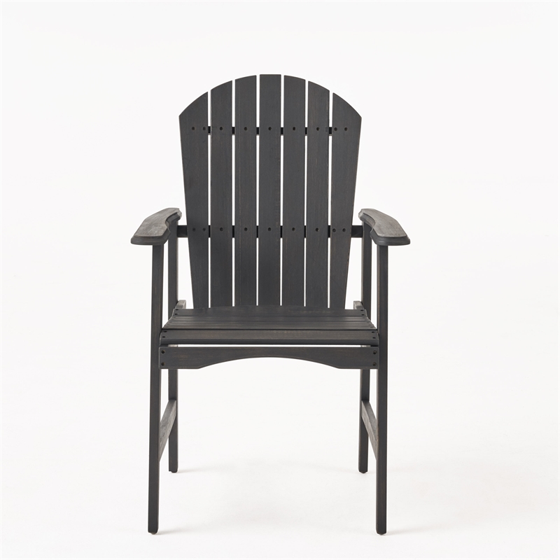 Pemberly Row Outdoor Dining Chair Set of 2 Adirondack in Dark Gray Acacia Wood