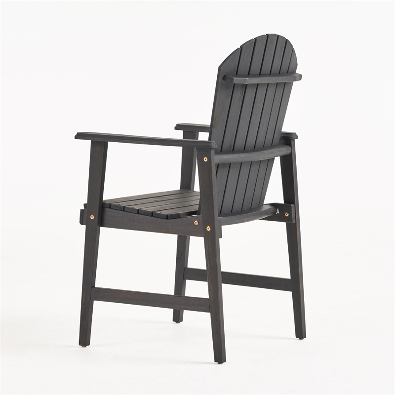 Pemberly Row Outdoor Dining Chair Set of 2 Adirondack in Dark Gray Acacia Wood