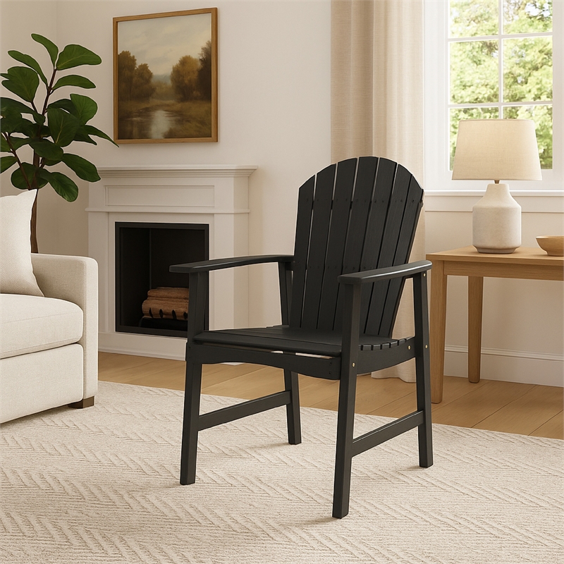 Pemberly Row Outdoor Dining Chair Set of 2 Adirondack in Dark Gray Acacia Wood