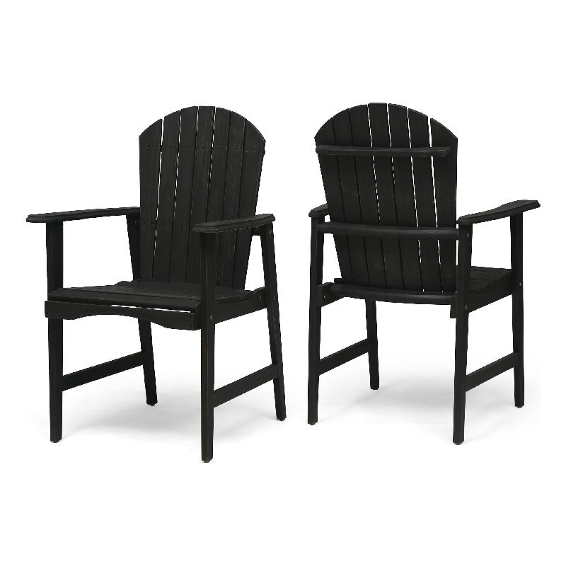 Pemberly Row Outdoor Dining Chair Set of 2 Adirondack in Dark Gray Acacia Wood